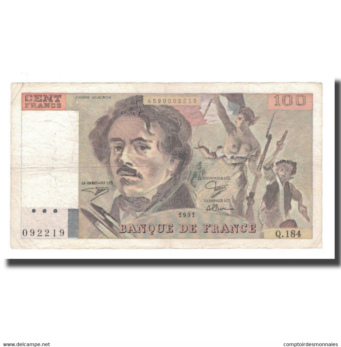 France, 100 Francs, Delacroix, 1991, TTB, Fayette:69bis.03b2, KM:154e - 100 F 1978-1995 ''Delacroix''