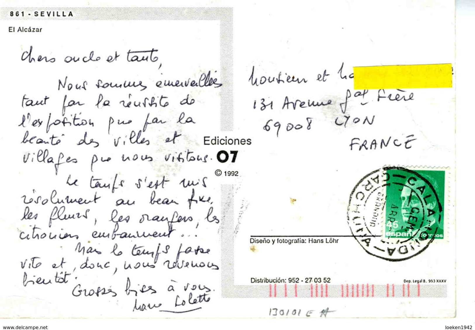 GRANADA  Postal Fechador C.E.M. CALAHONDA  CARCHUNA   1992  CEM10 - Cartas & Documentos