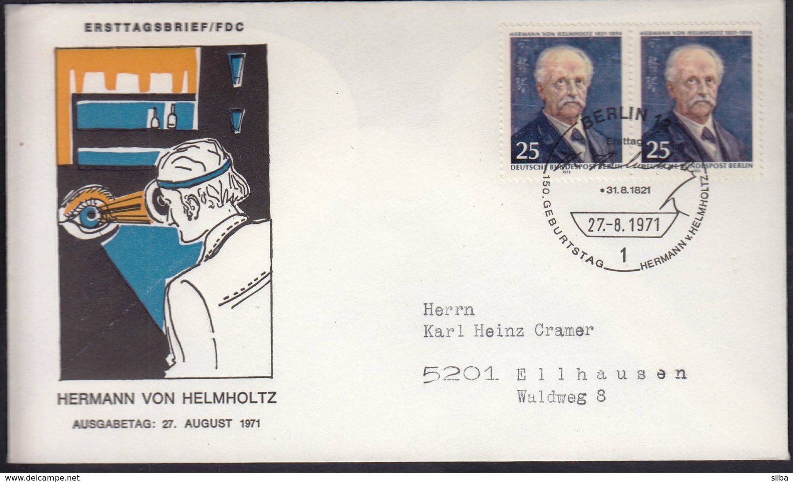Germany Berlin 1971 / 150th Anniversary Of Herman Von Helmholtz Birth - Scientist, Medicine - Other & Unclassified