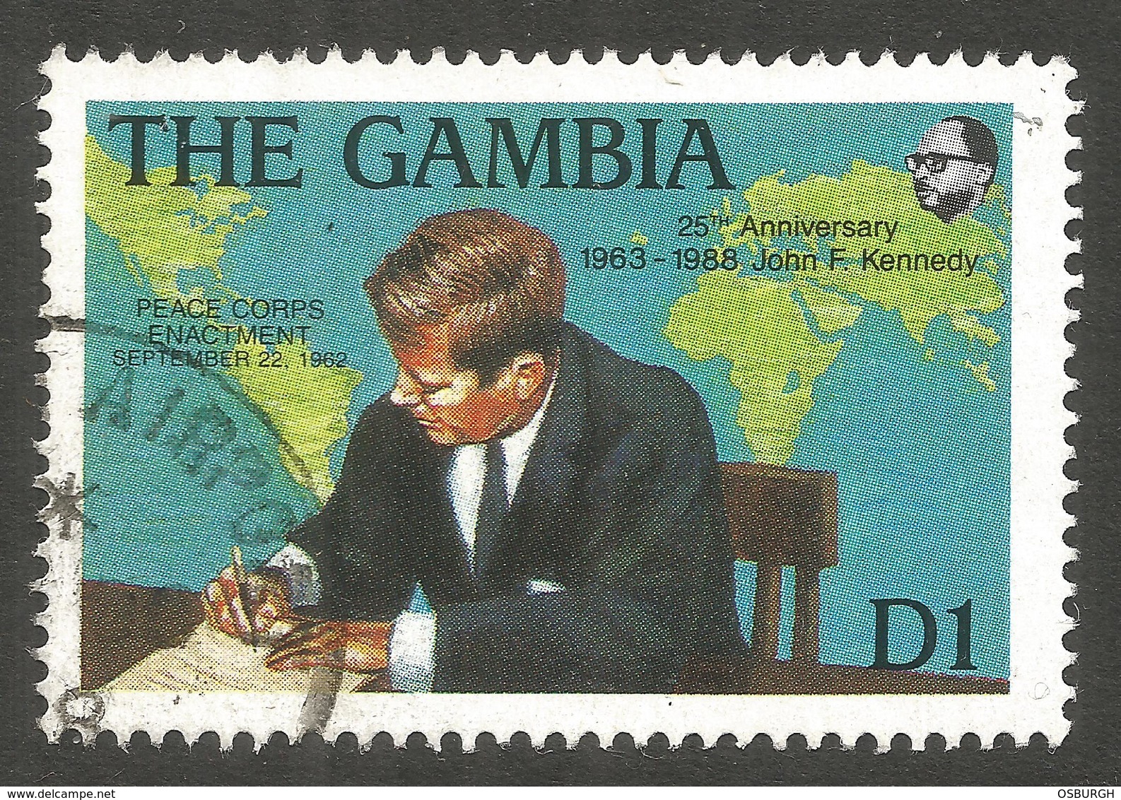 GAMBIA. 1988. 1D KENNEDY USED. - Gambia (1965-...)