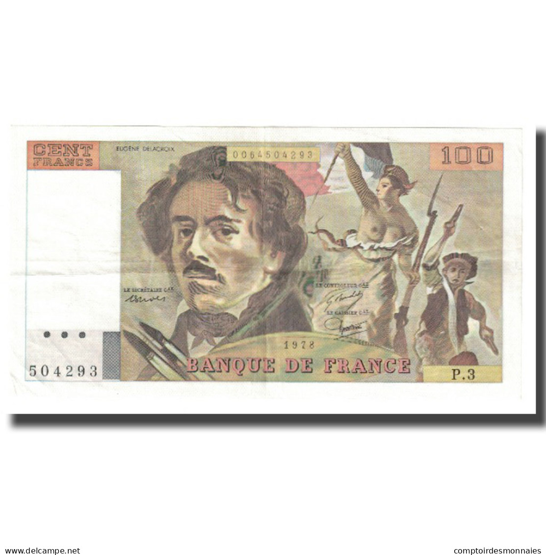 France, 100 Francs, Delacroix, 1978, P. A.Strohl-G.Bouchet-J.J.Tronche, TTB - 100 F 1978-1995 ''Delacroix''