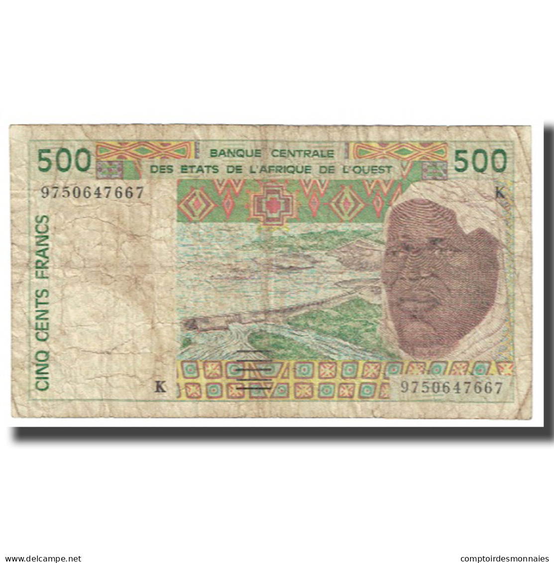 Billet, West African States, 500 Francs, KM:210Bk, TB - West African States