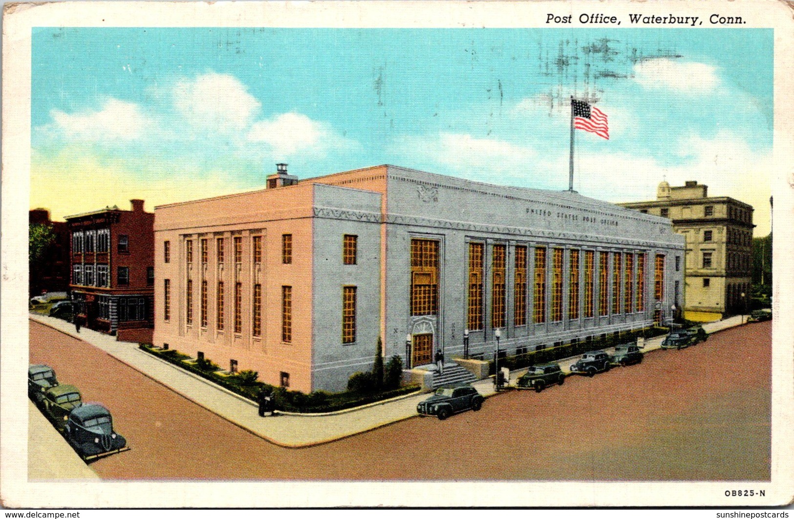 Connecticut Waterbury Post Office 1948 Curteich - Waterbury