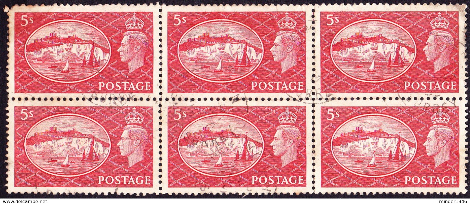 GREAT BRITAIN 1951 KGVI 6 X 5/- Block Red SG510 Used - Nuevos