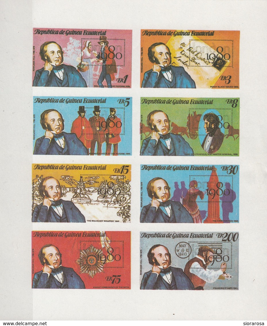 Guinea Equatoriale 1979 MI. 1557/1564 London Philatelic Exhibition R. Hill Block Sheet Imperf. Nuovo - Guinea Equatoriale