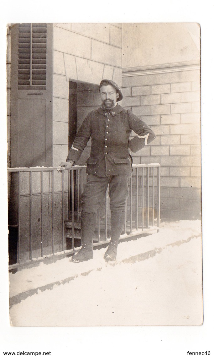 PHOTO-CARTE - Militaire Dans La Neige - à Identifier  (H122) - Photographie