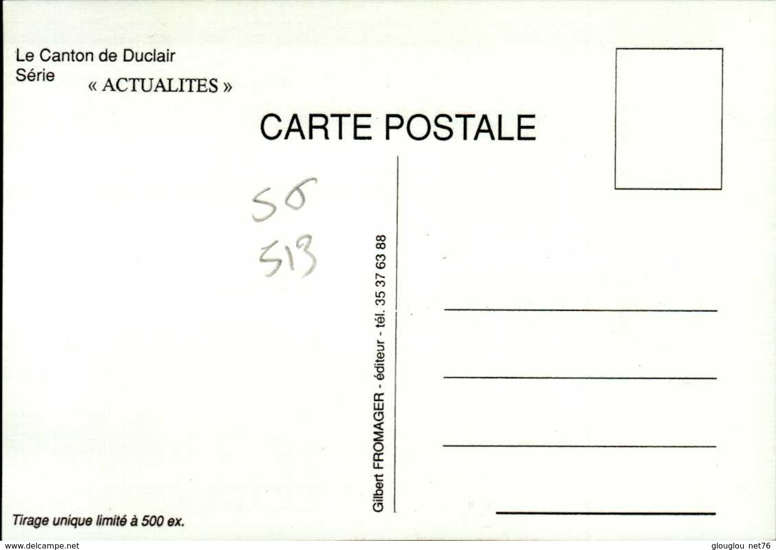 76-le Canton De  DUCLAIR-serie "actualites" STE-MARGUERITE SUR DUCLAIR Aout 1989 Le Bicentenaire De L  CPSM.G.FROMAGER.. - Otros & Sin Clasificación
