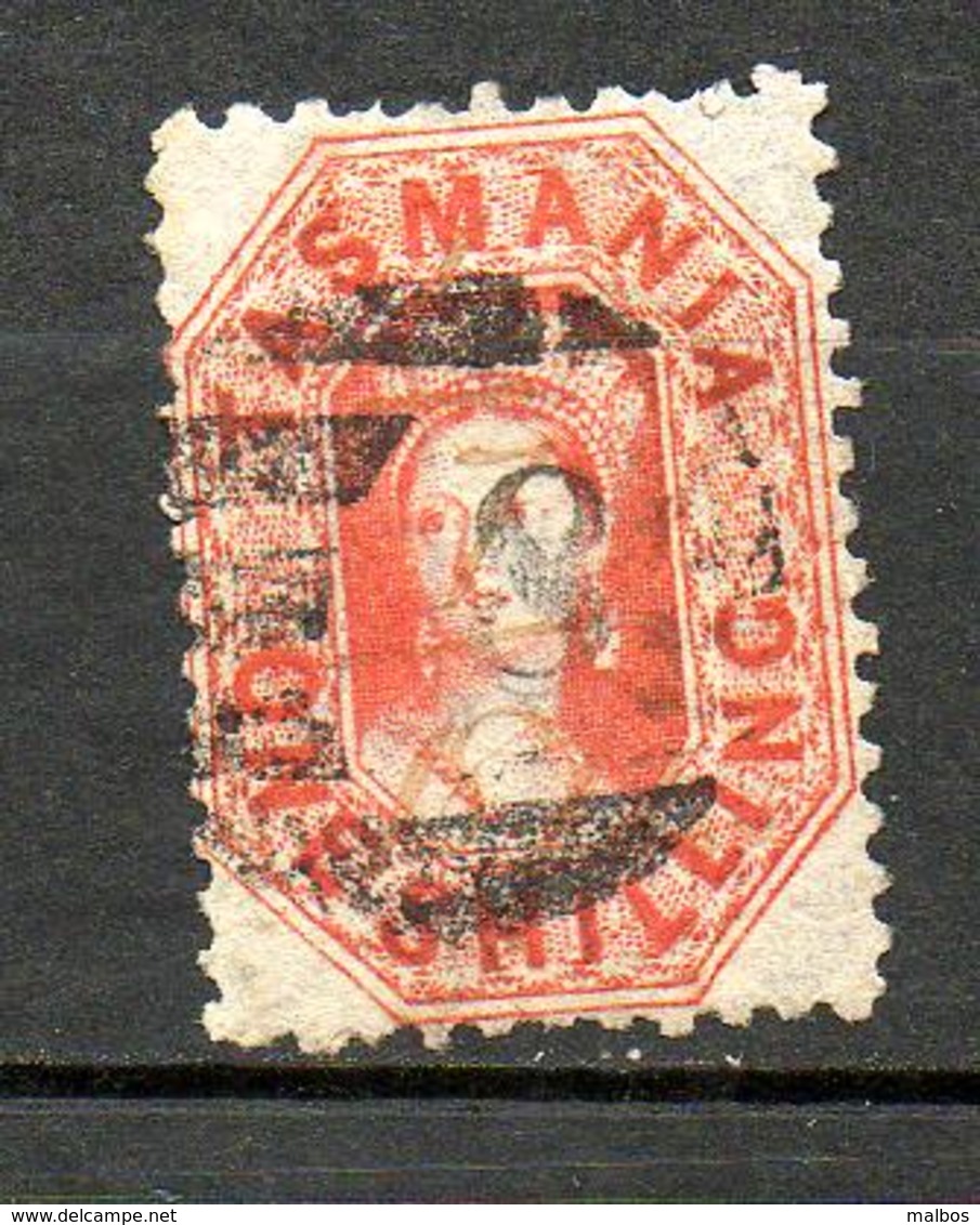 TASMANIE - 1875 - S&G # 141  (o)  Orange-red   P11.5   W4 Double-lined - Oblitérés