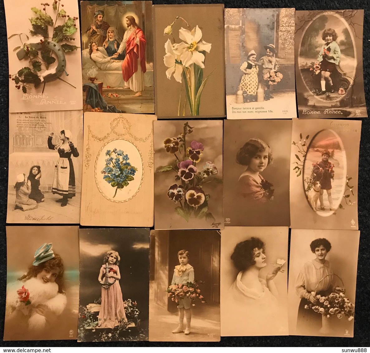 Belgique Fantaisie Femme Enfant Fleurs Taxe Censure ... : 60 Cartes (voir Zie See Scans) - 5 - 99 Postcards