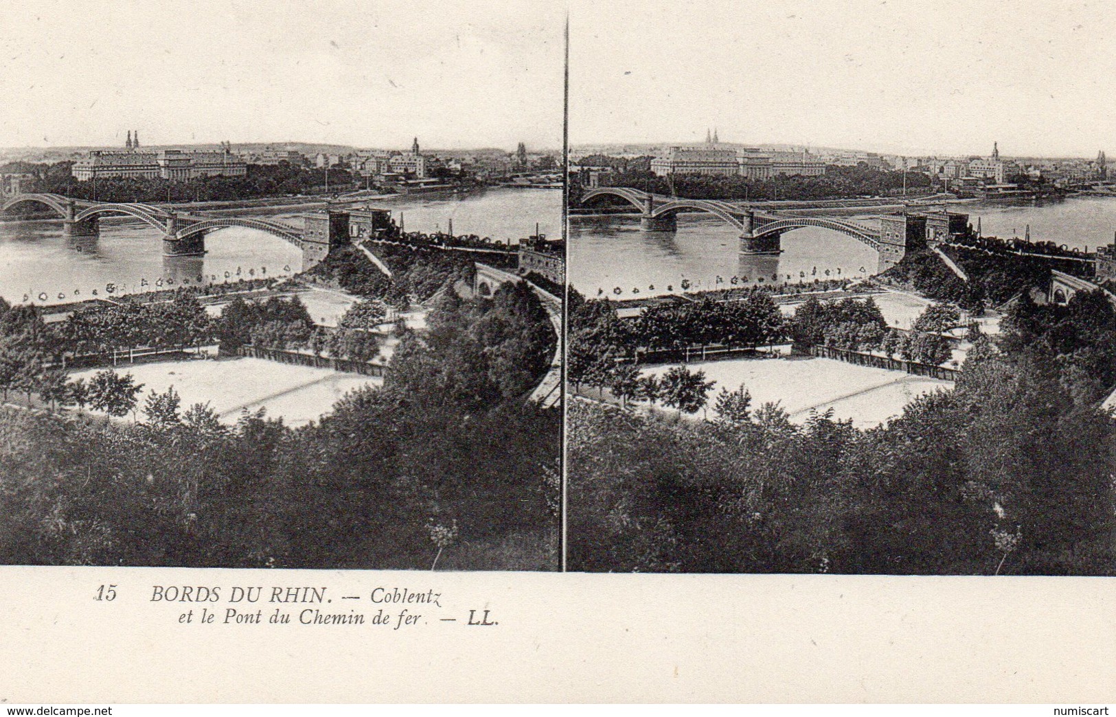 Koblenz Coblenz Le Pont De Chemin De Fer Les Bords Du Rhin Carte Stéréoscopique - Koblenz