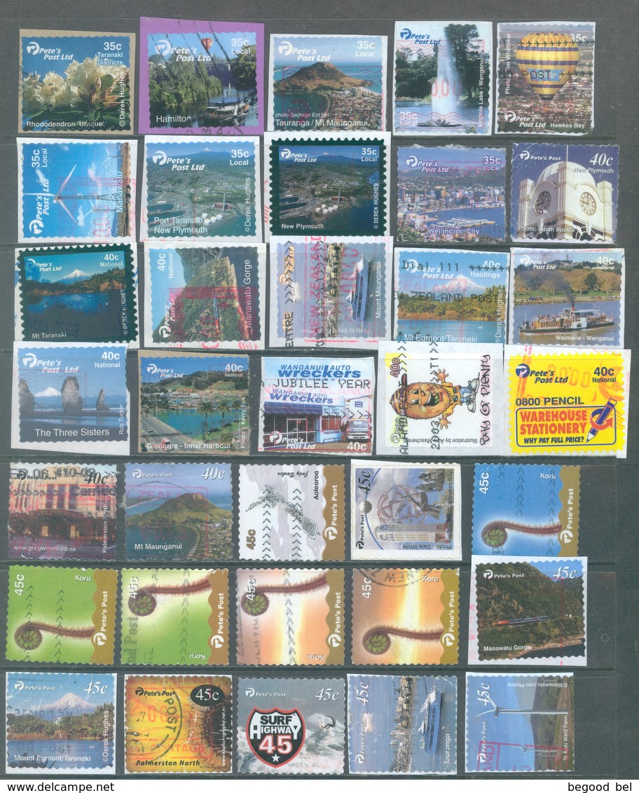 NZ  - USED - LOT OF 43 PETE'S POST STAMPS - Lot 20756 - Used Stamps