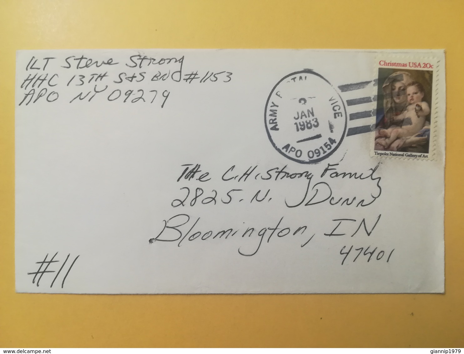 1983 BUSTA  STATI UNITI UNITED STATES U.S. BOLLO NATALE CHRISTMAS ANNULLO OBLITERE' ARMY POSTAL SERVICE - Storia Postale