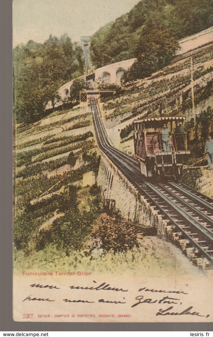 C. P. A.- FUNICULAIRE TERRITET - GLION - 237 - PRÉCURSEUR - Autres & Non Classés