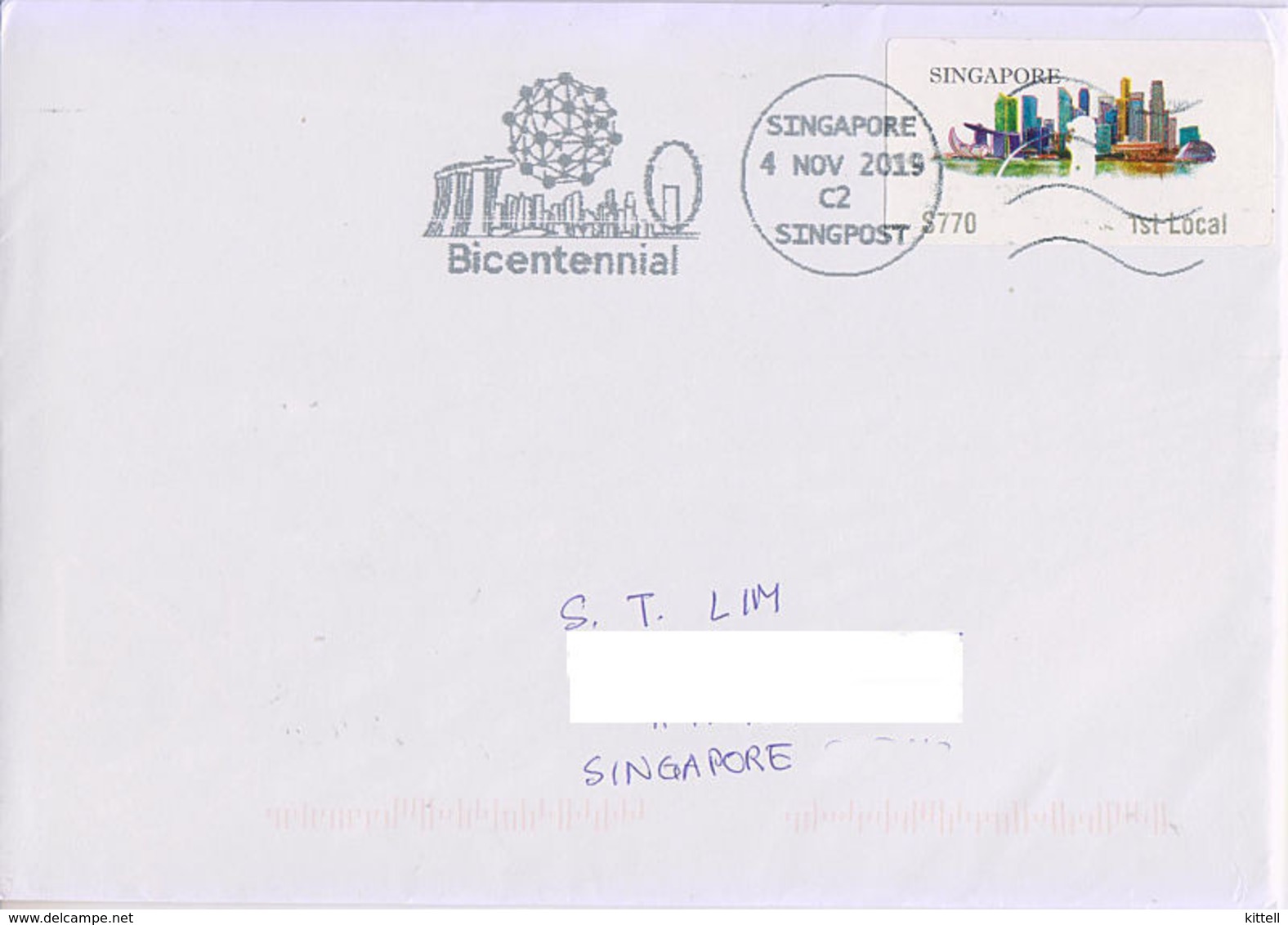 Singapore 2019  Bicentennial Slogan Postmark Skyline - Singapur (1959-...)