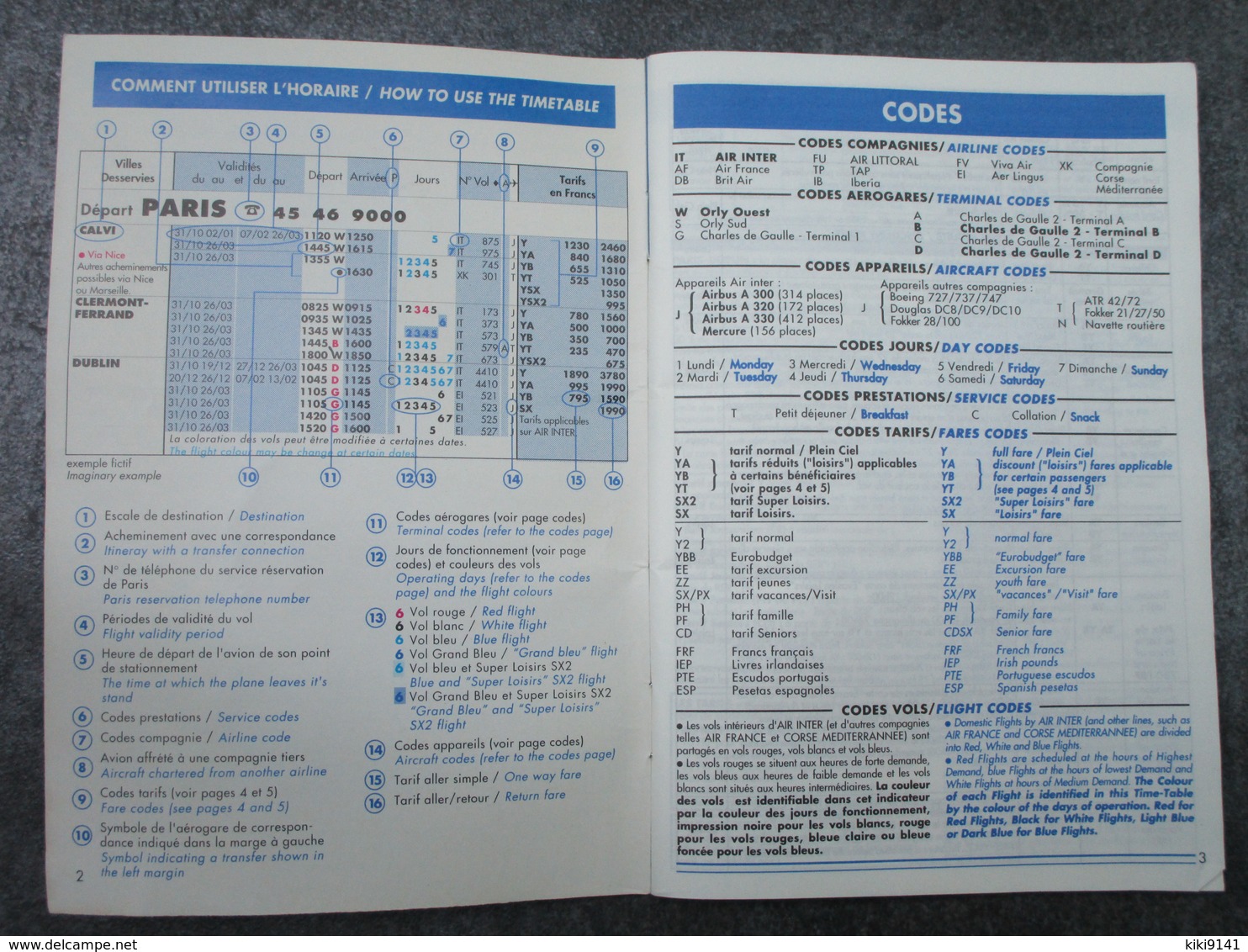 AIR INTER - Horaire N°68 - 88 Pages - Horarios