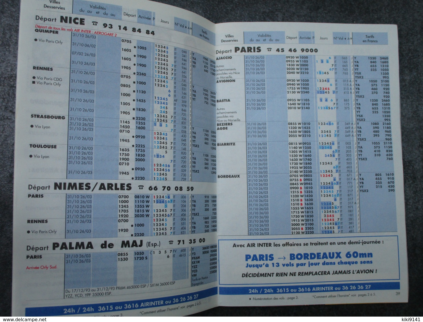 AIR INTER - Horaire N°68 - 88 Pages - Horarios