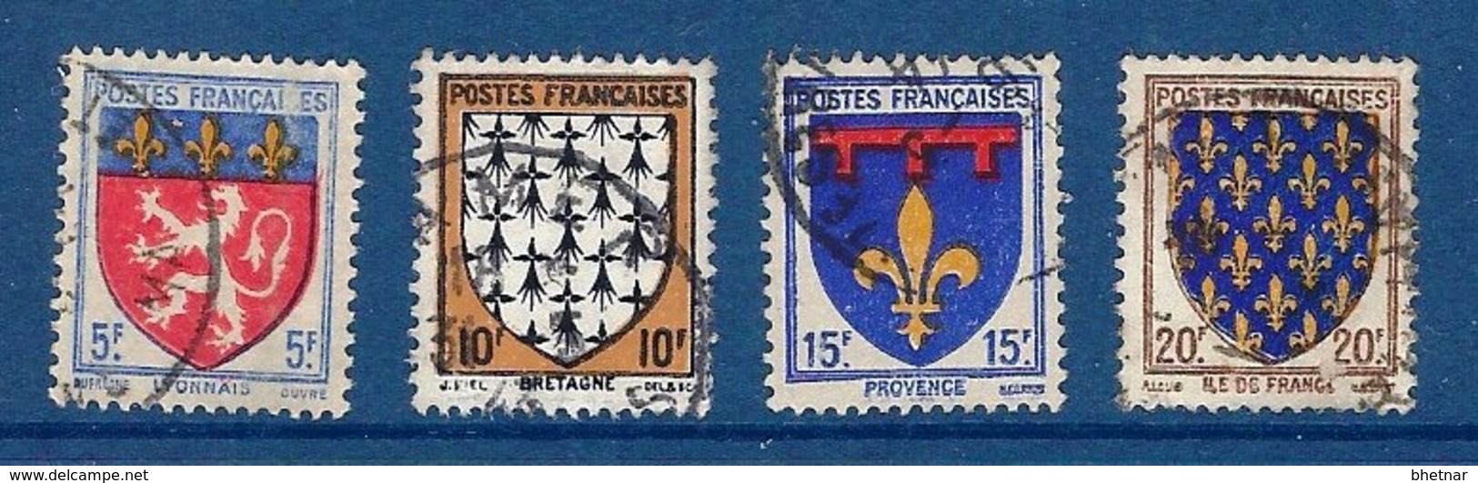 FR YT 572 à 575 " Armoiries De Provinces (1) " 1943 Oblitéré - 1941-66 Armoiries Et Blasons