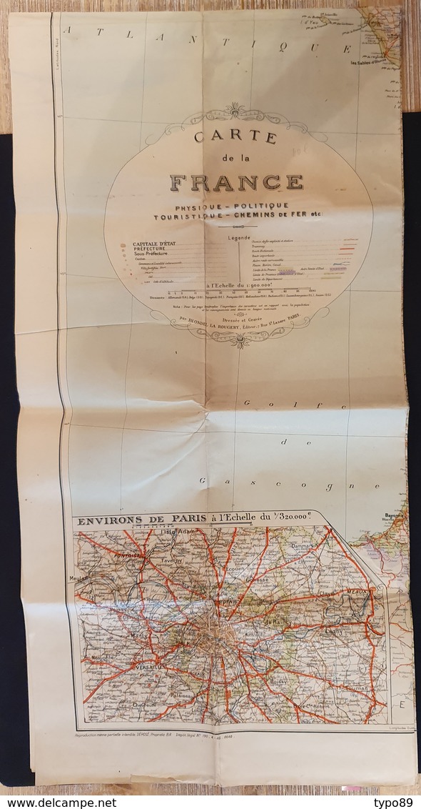 216 - Carte De La France Physique, Politique, Touristique Et Chemin De Fer - Dressée Et Gravée Par Blondel La Rougery - - Cartes/Atlas