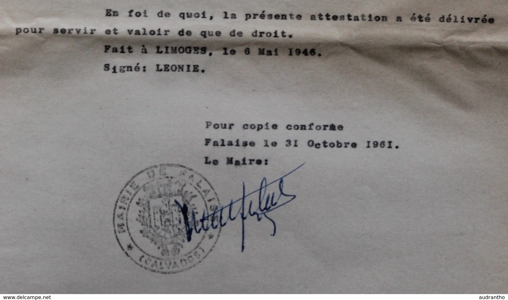 3 Attestation Participation Résistance Léonie Chef Mouvements Unis De Résistance Limoges Bertrand René Falaise WWII - 1939-45