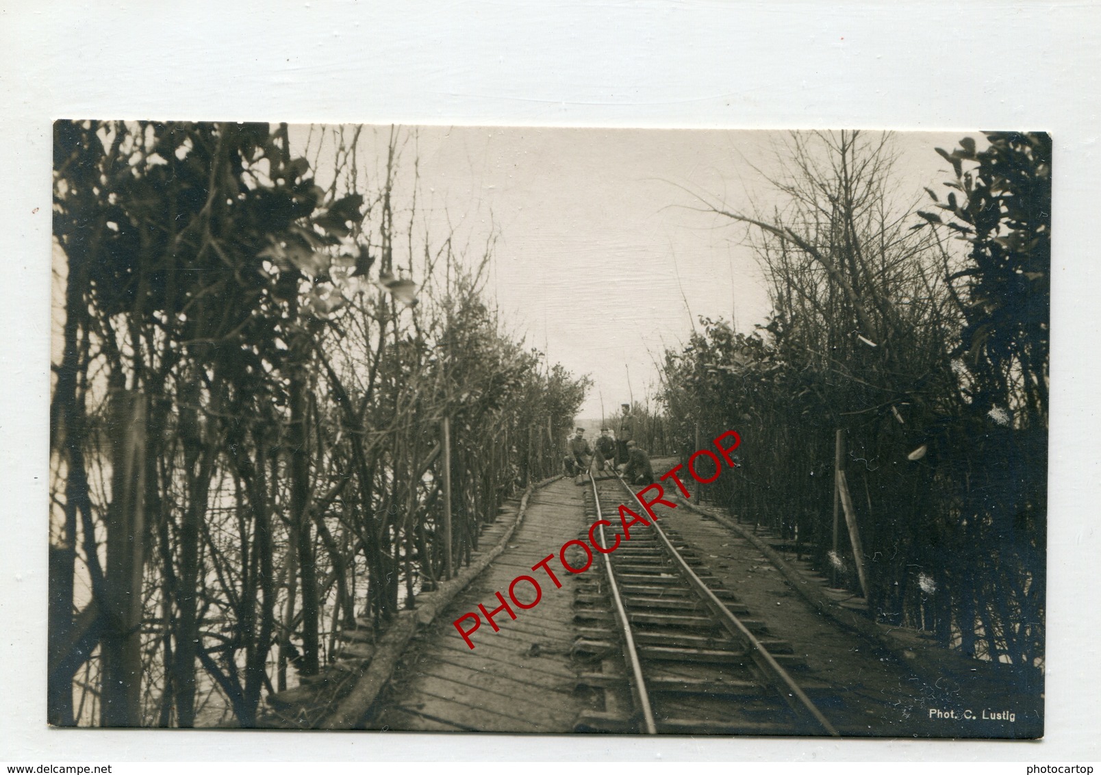 MERKEM-Feldbahn-2x CARTES PHOTOS Allemandes-GUERRE 14-18-1WK-BELGIQUE-BELGIEN- - Houthulst