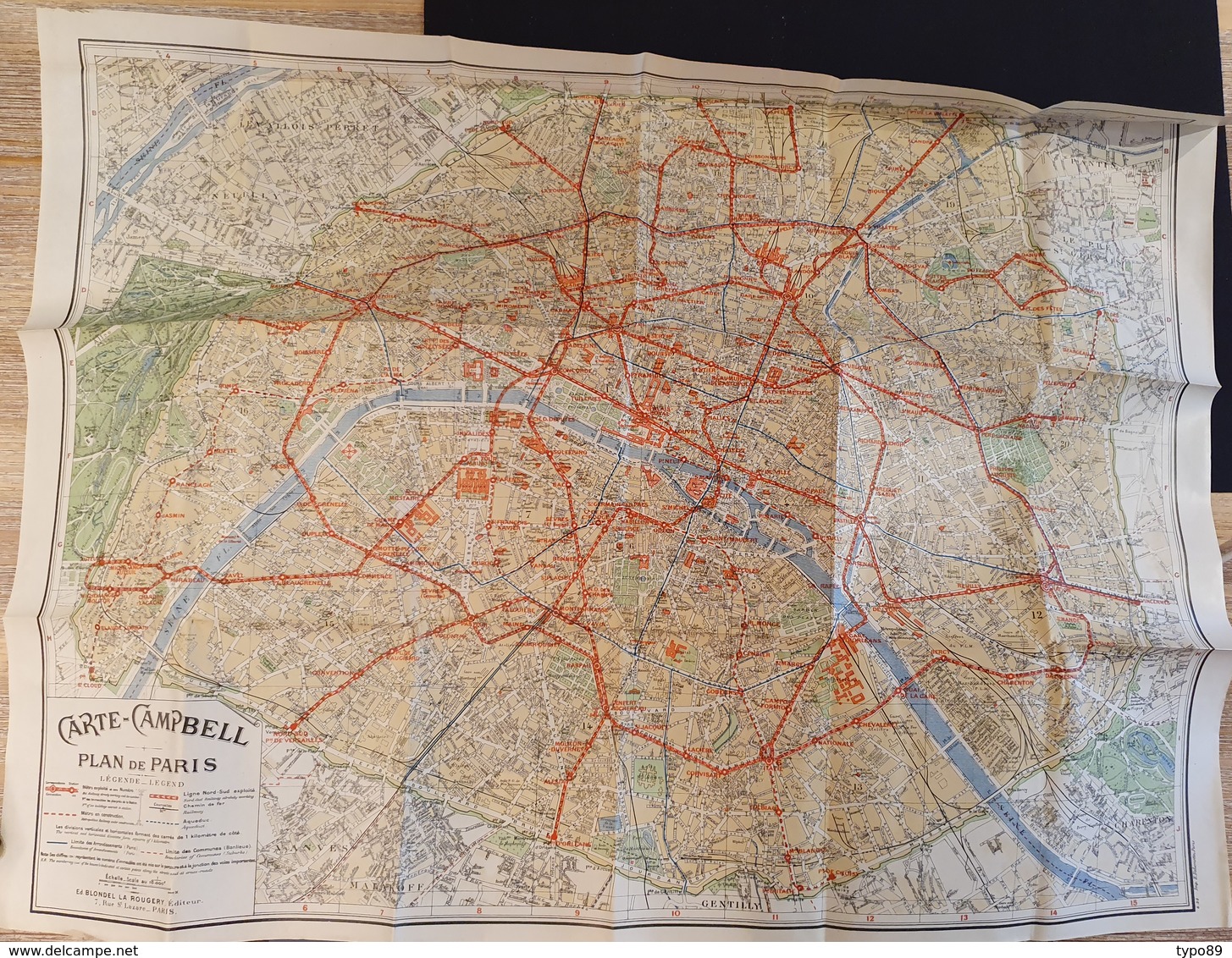 234 - Nouveau Plan De Paris Et De Banlieue - 1/18000è - Carte Campbell - 1918 - Kaarten & Atlas