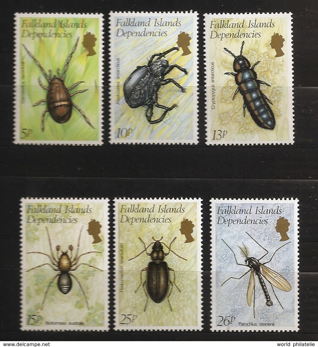 Falkland 1982 N° 105 / 10 ** Insectes, Coléoptères, Gamasellus, Acarien, Alaskozetes, Cryptopygus, Araignée, Moustique - Géorgie Du Sud