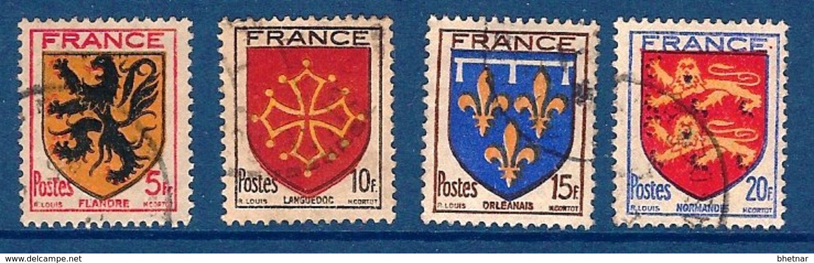 FR YT 602 à 605 " Armoiries De Provinces (II) " 1944 Oblitéré - 1941-66 Armoiries Et Blasons