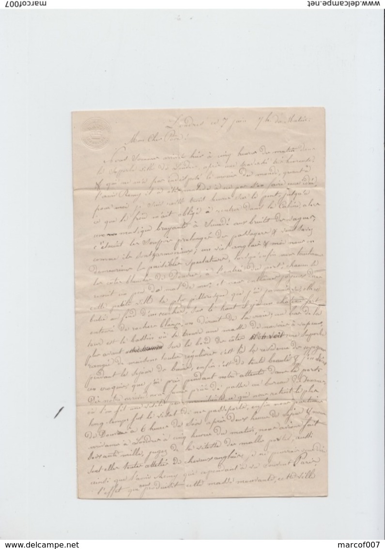 Précurseur - Lettre De Londres Pour Seneffe En Son Château - Type 18 De Fayt - Griffe  SR -  Cachet PAID  - 1859 - Autres & Non Classés