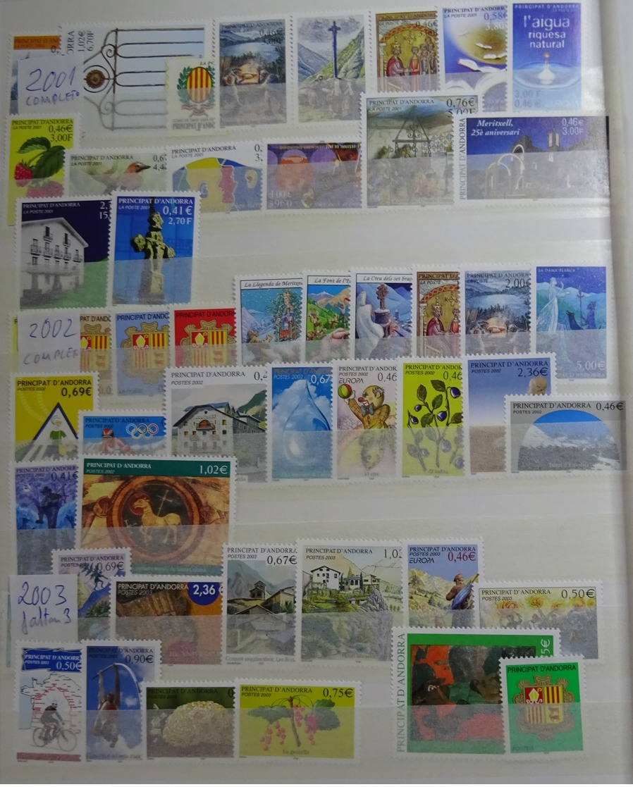 FRENCH ANDORRA NEARLY COMPLETE MNH**COLLECTION 1995-2003 WITH 5 BOOKLETS. ONLY 5 STAMPS MISSING. YVERT 2005= 363 €. - Ongebruikt