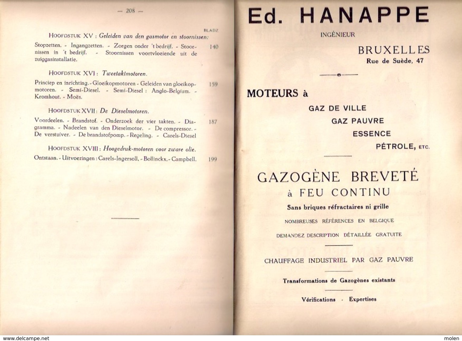 VASTE GASMOTOREN 208blz ©1925 INDUSTRIE DIESEL MOTOR TECHNIEK MECHANICA GARAGE SCHOOL GENT FABRIEK Geschiedenis Z424 - Anciens