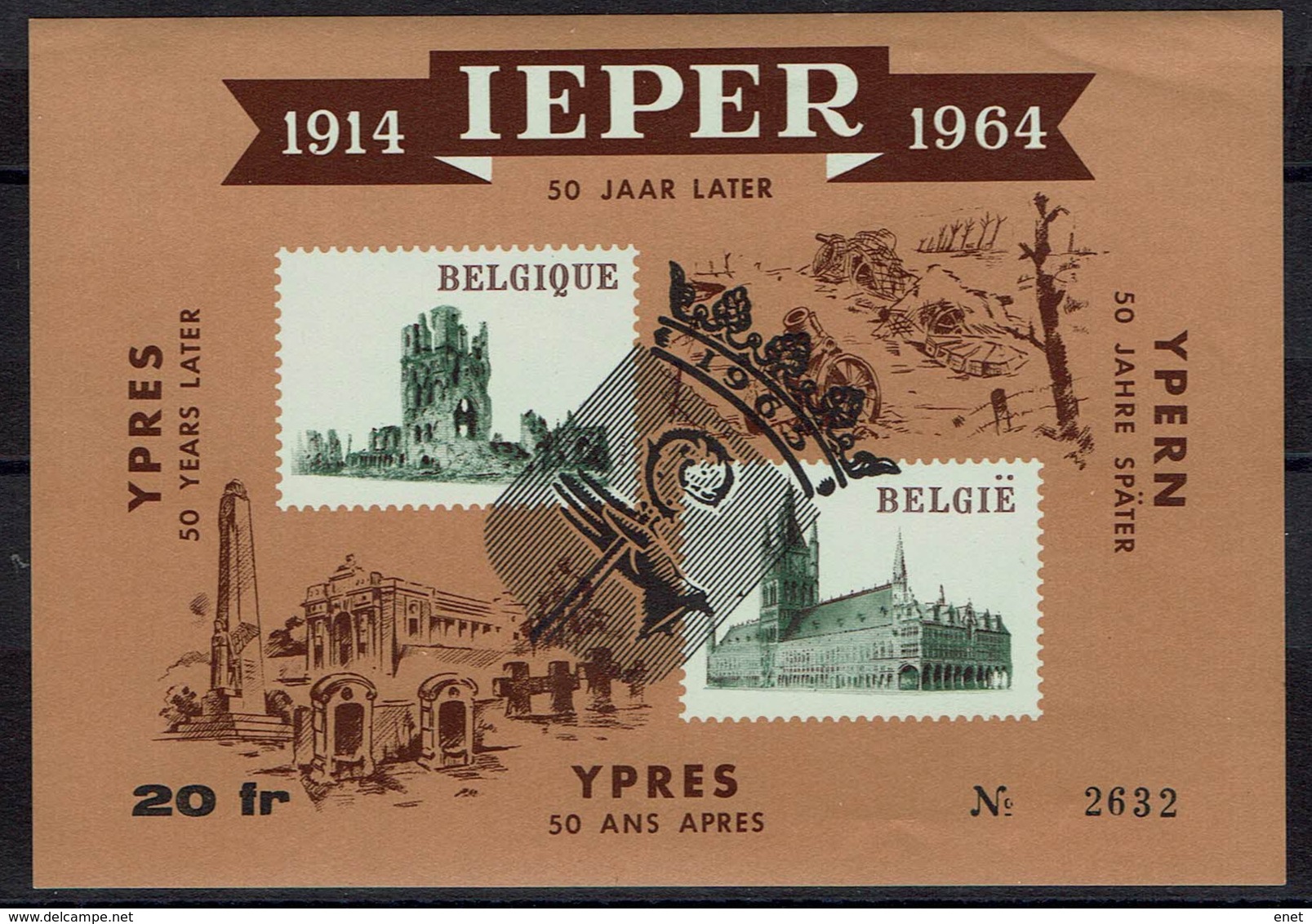 Belgien Belgie Belgium 1964/65 - Ypern Ieper Ypres - OBP Nr E89 Erinnofilie Mit Aufdruck 1965 - WW1 (I Guerra Mundial)