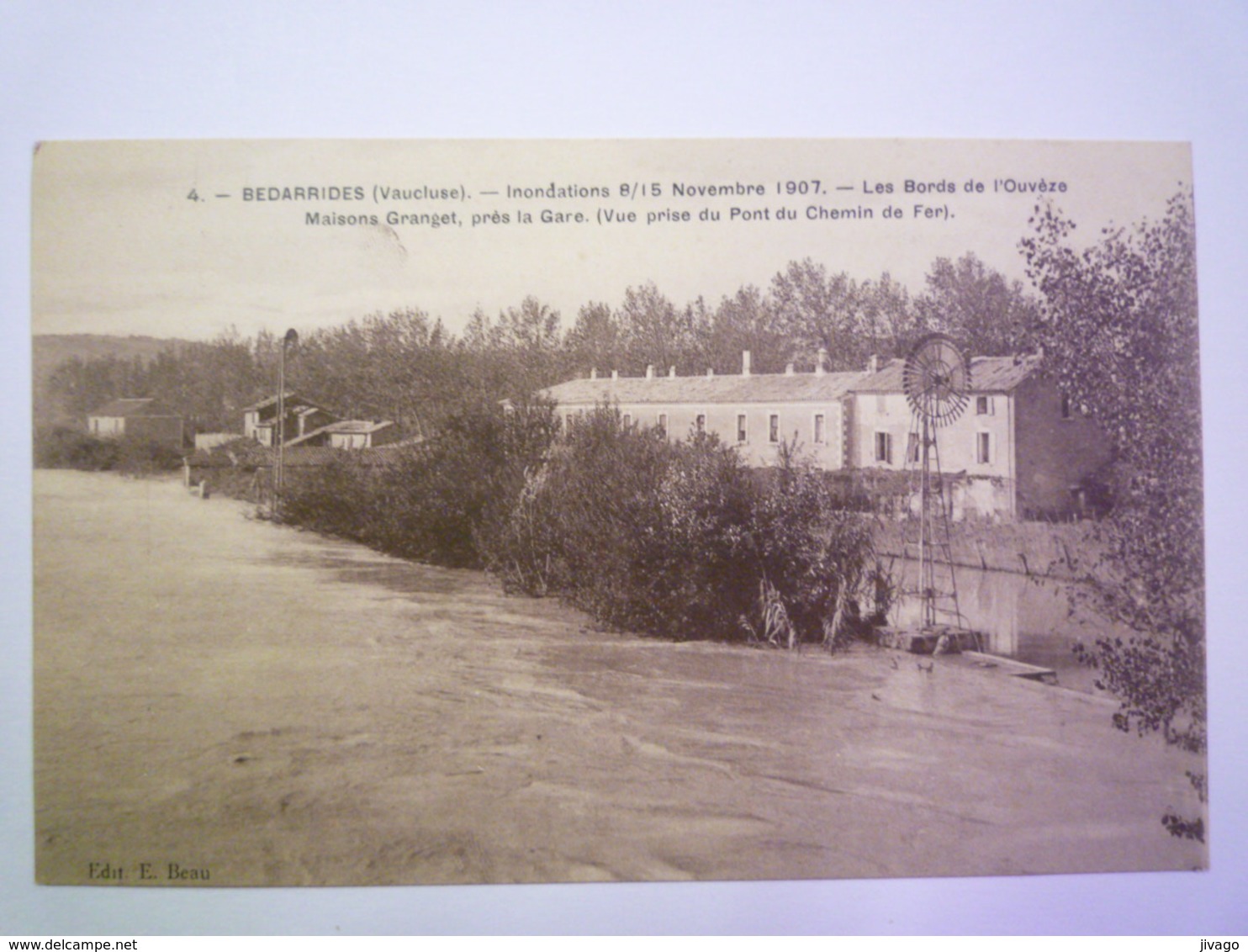 2019 - 3326  BEDARRIDES  (Vaucluse)  :  Inondations De NOV 1907  -  Les Bords De L'Ouvèze   XXX - Bedarrides