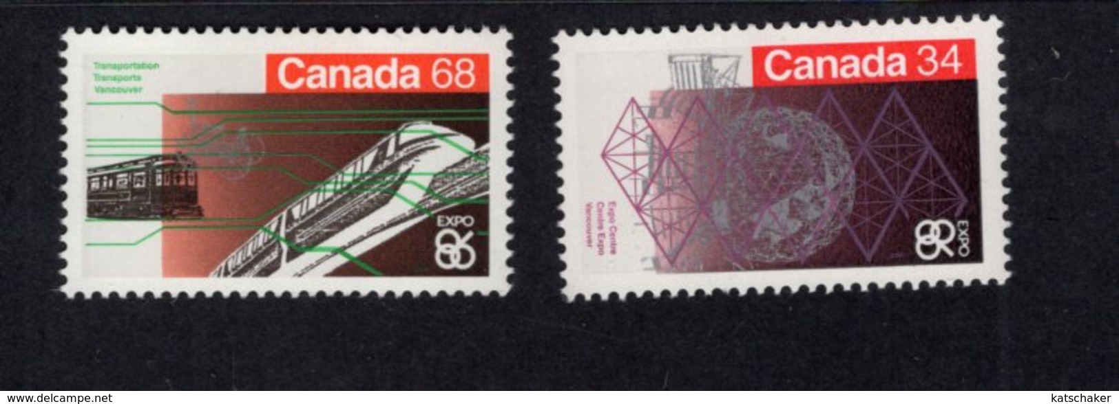 891163567 1986 SCOTT 1092 1093 POSTFRIS MINT NEVER HINGED EINWANDFREI (XX) -EXPO 86 - Unused Stamps