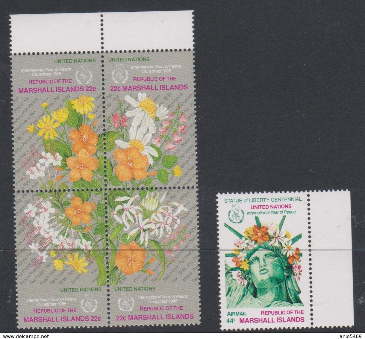 Marshall Islands 94-98 1986 International Year Of Peace, Flowers, Mint Never Hinged - Other & Unclassified