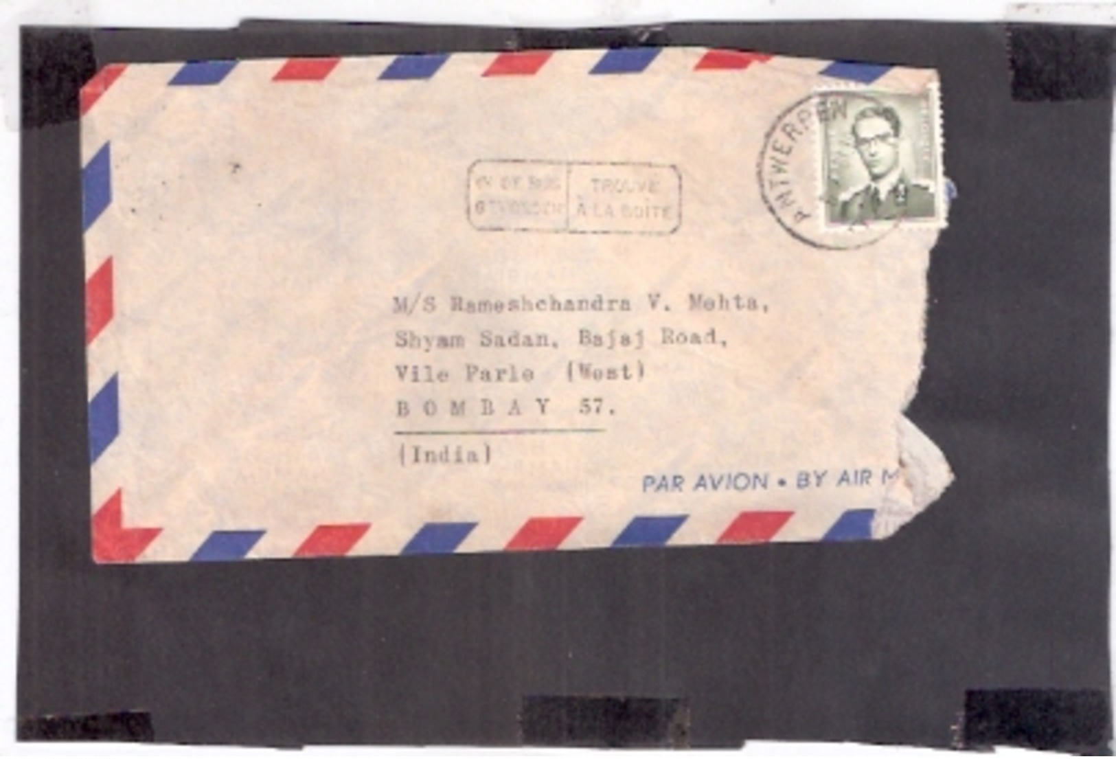 BELGUIM 1961 AIR MAIL TO INDIA ANTWERPEN COVER ADVERTISEMENT 3995 CANCELLATION - Other & Unclassified