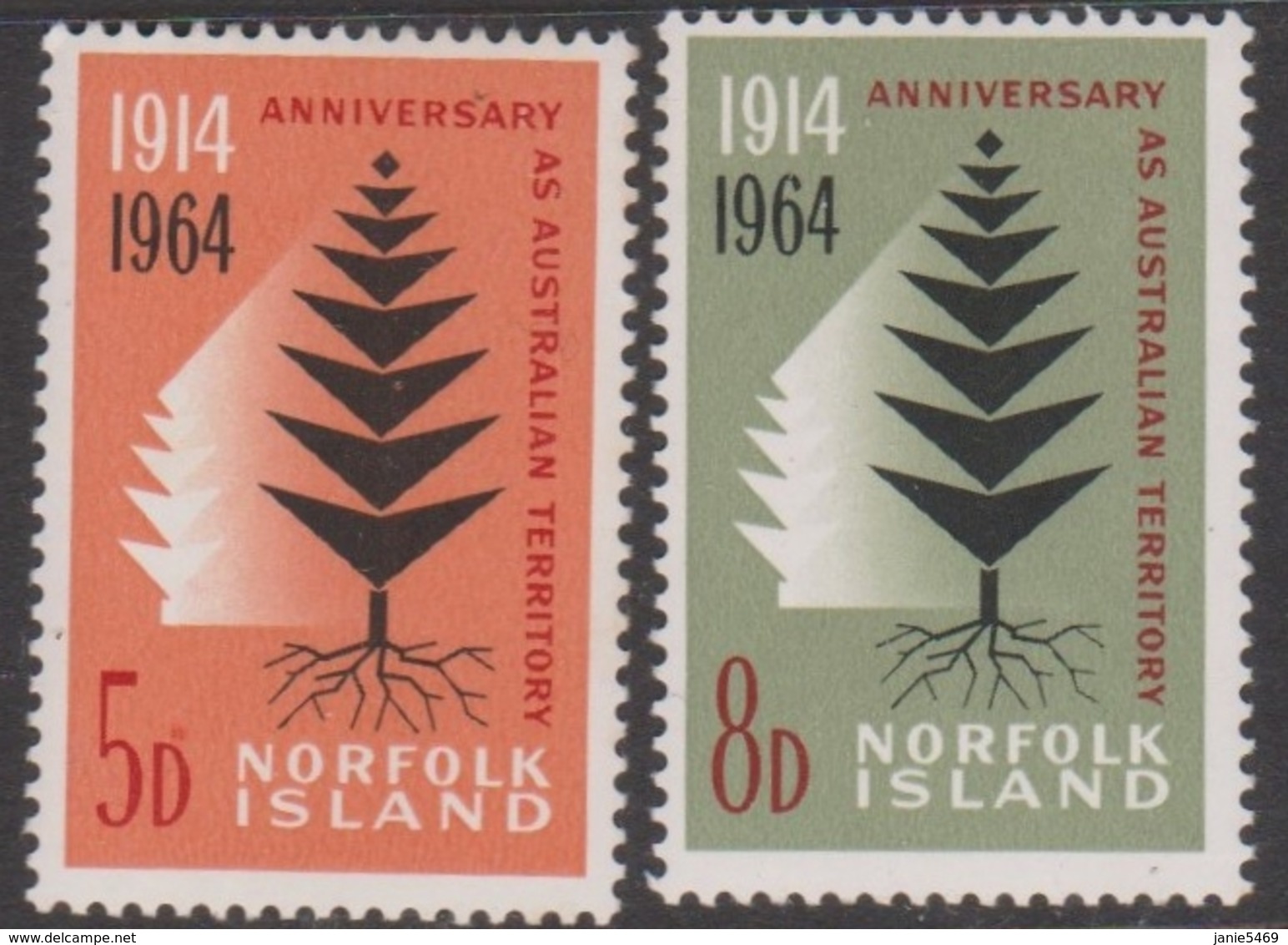 Norfolk Island ASC 57-58 1964 50th Anniversary Of Australian Territory, Mint Never Hinged - Other & Unclassified