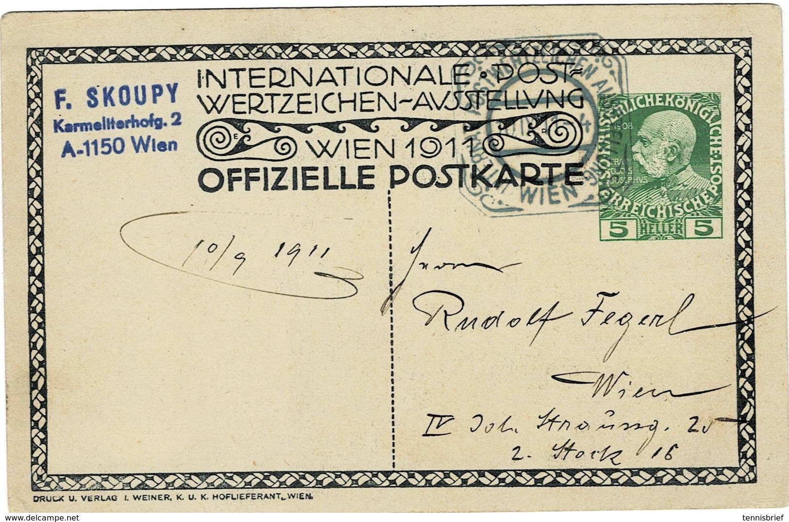 1911, Privat-Sonder-GSK 5 H. , So.-Stp. ,    A2709 - Lettres & Documents