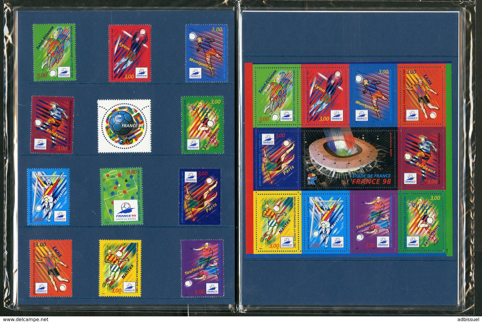 FRANCE 1998 / L'intégrale Des Timbres De La 16ème Coupe Du Monde De Football / Sous Blister (plastique) D'origine - 1998 – Frankrijk