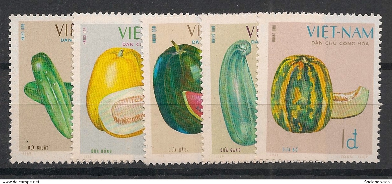 North Vietnam - 1970 - N°Yv. 676 à 680 - Melons / Fruits - Neuf Luxe ** / MNH / Postfrisch - Vietnam