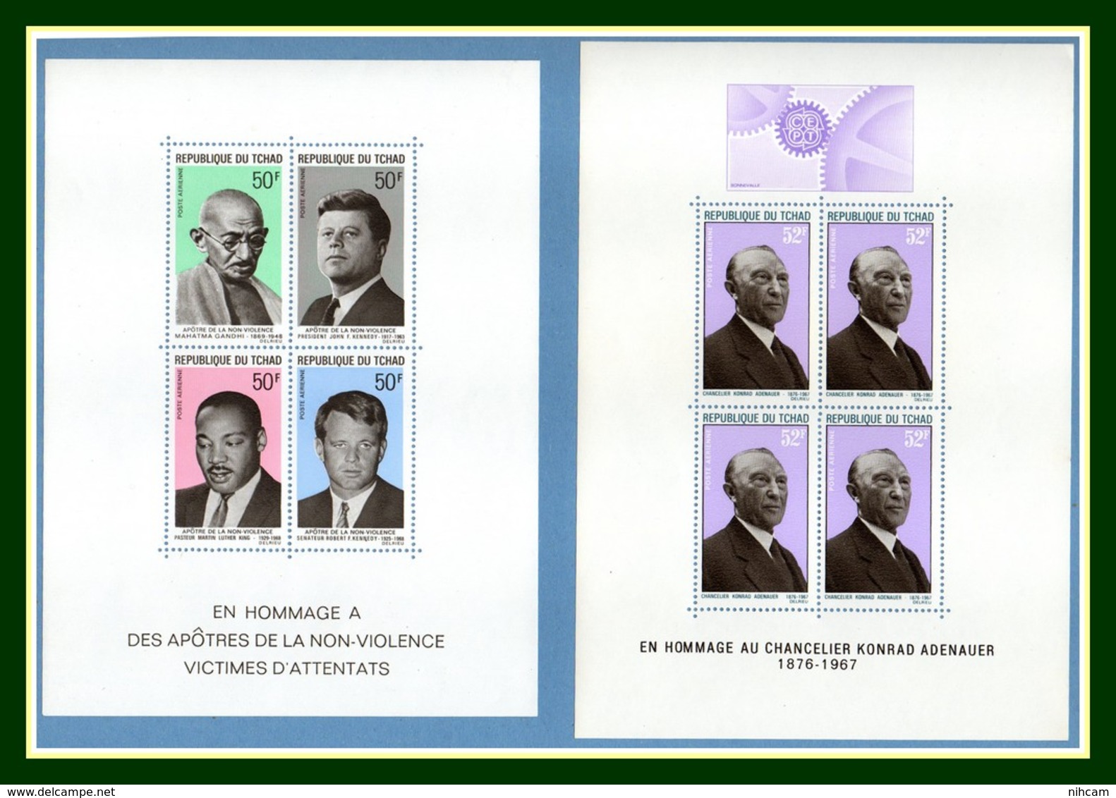 TCHAD 20 SCANS entre N° 60 et 581 + PA 1 et 293 + Taxe  + Service + Blocs 1 et 13  ** MNH (Forte cote, à profiter !)