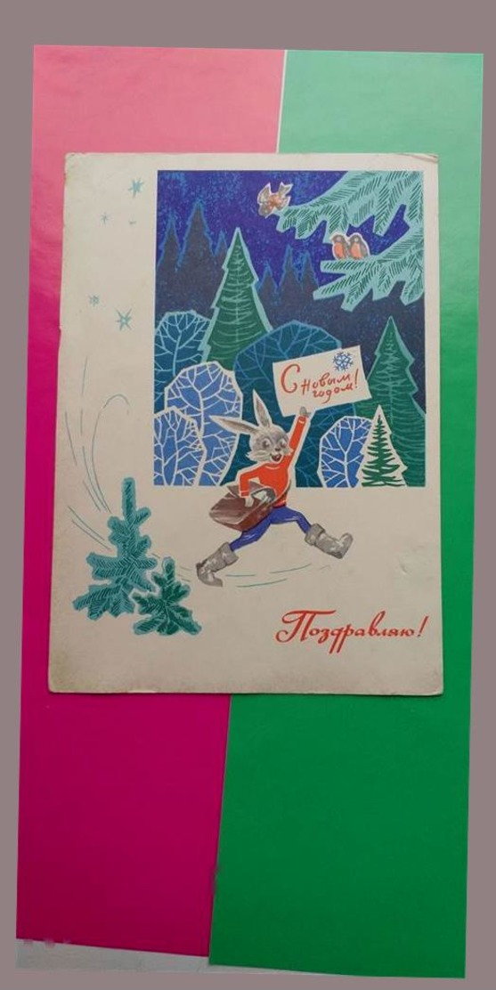 Facteur Hare Bonne Année à Bullfinches Childrens URSS Kuznetsov - New Year