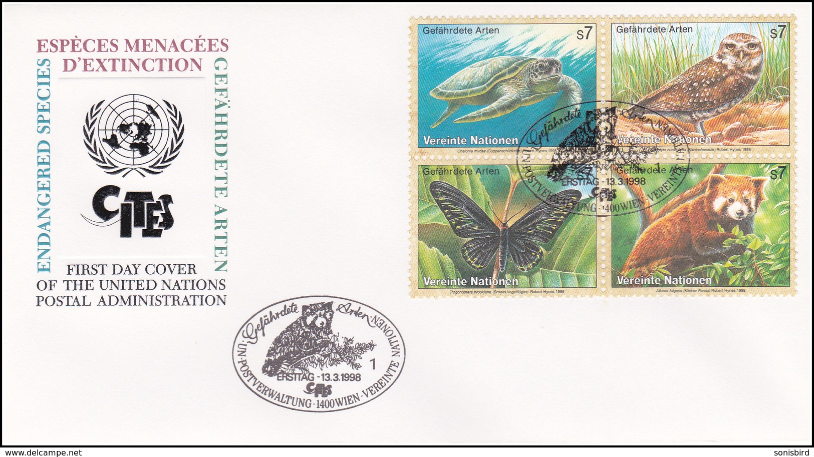 UNO Wiena 1998 - Cites, Animals, Mammals, Birds - Briefe U. Dokumente