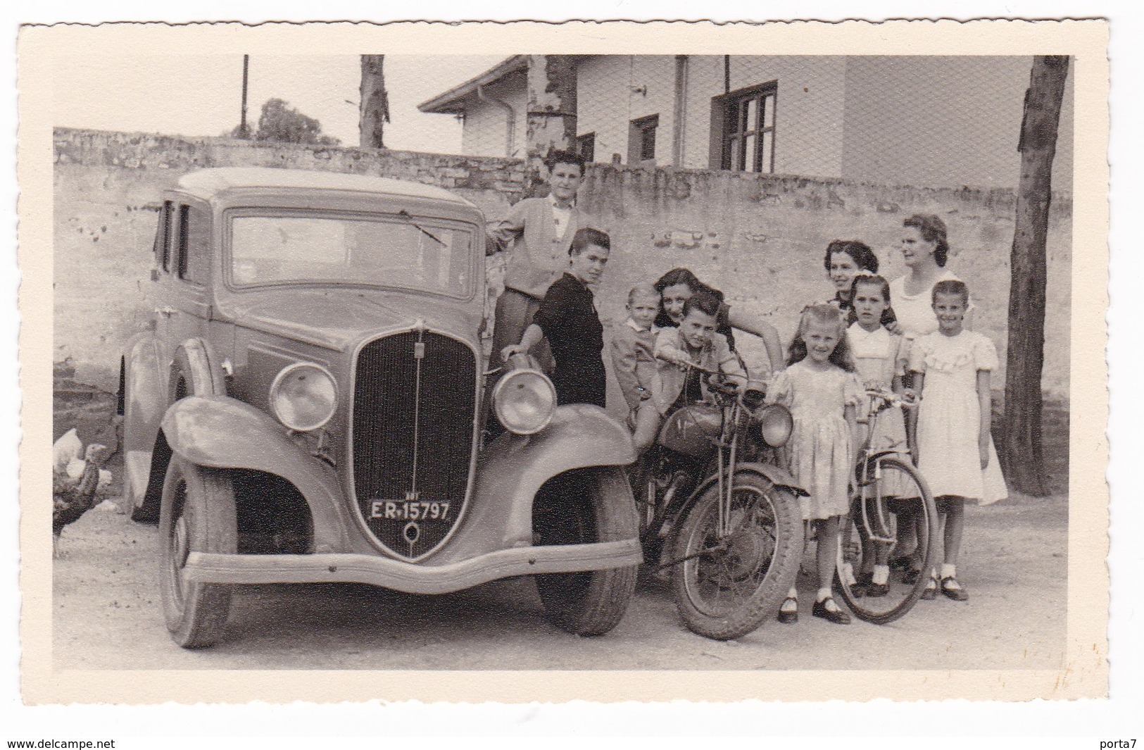 AUTOMOBILE - FIAT "508" - AUTO - MOTOCICLETTA - MOTO - FOTOGRAFIA ORIGINALE 1952 - Automobiles