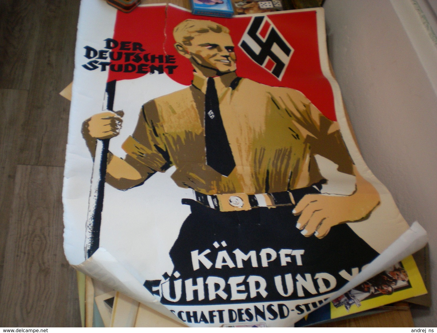 Old Poster Nazy Der Deutsche Srudent Kampfr Fur Fuhrer Und Volk Inder Mannschaft Des N S D Studentenbundes 52.5x70 Cm - 1939-45