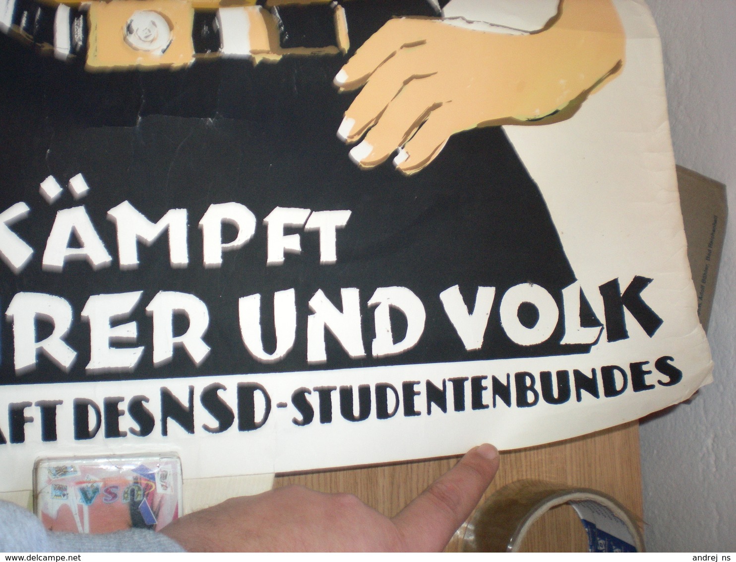 Old Poster Nazy Der Deutsche Srudent Kampfr Fur Fuhrer Und Volk Inder Mannschaft Des N S D Studentenbundes 52.5x70 Cm - 1939-45
