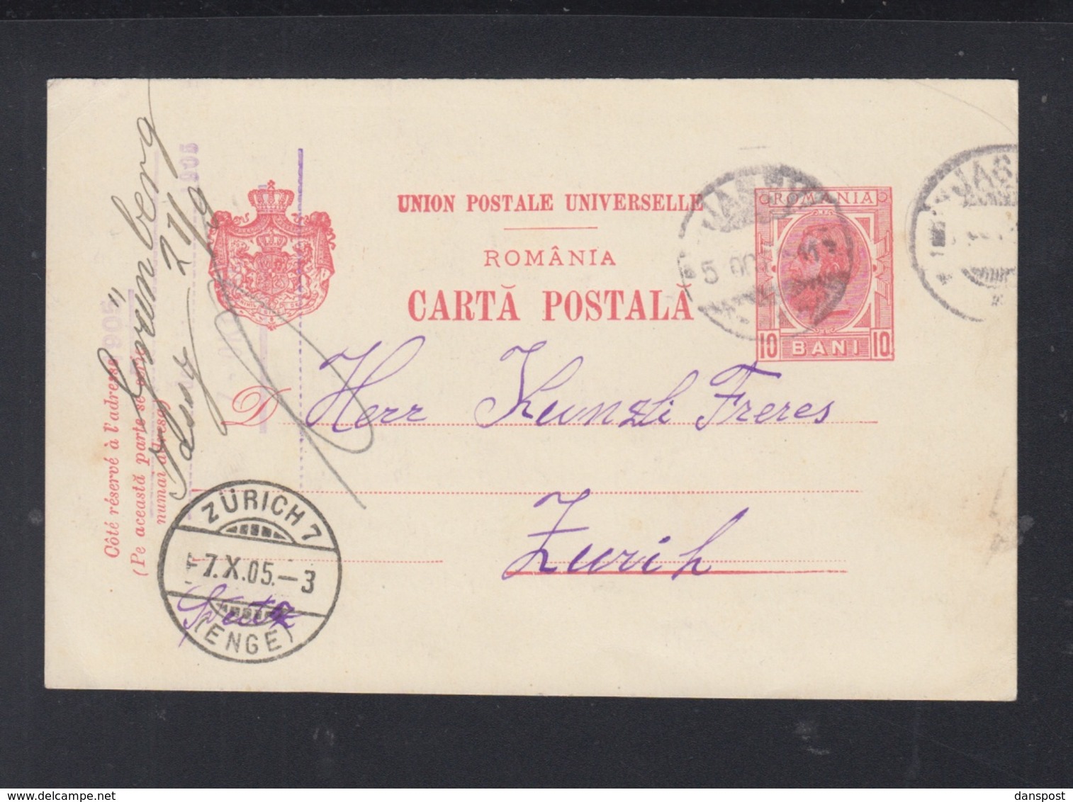 Romania Stationery 1905 Iasi To Zürich - Ganzsachen