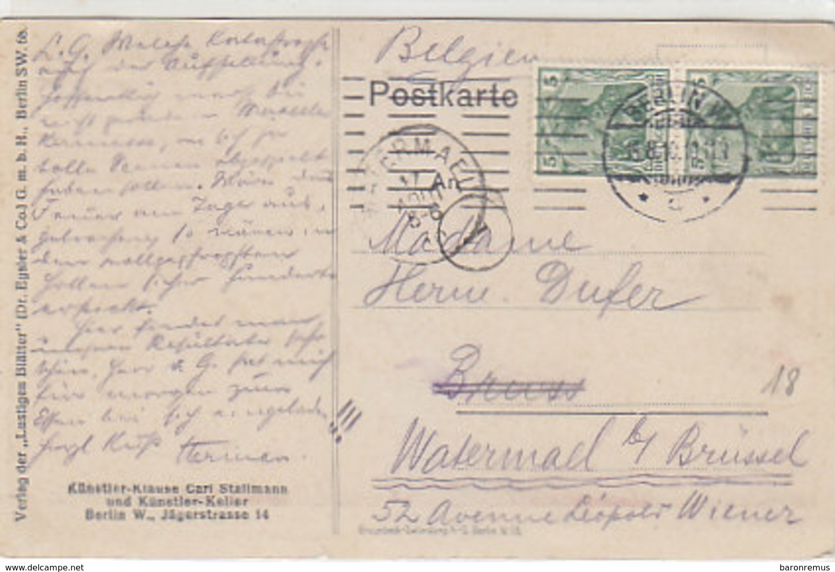 Gruss Aus Dem Künstlerkeller Berlin - Sign. J.Bahr - 1910       (191204) - Sonstige & Ohne Zuordnung