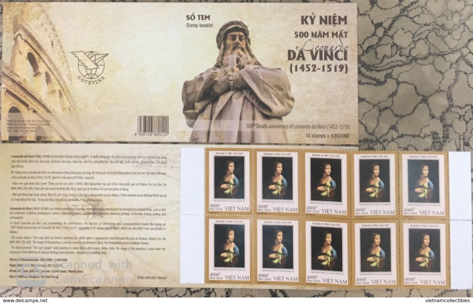 Vietnam Viet Nam Booklet Issued On 5th Of Dec 2019 : 500th Death Anniversary Of Leonardo Da Vinci (Ms1116) - Vietnam