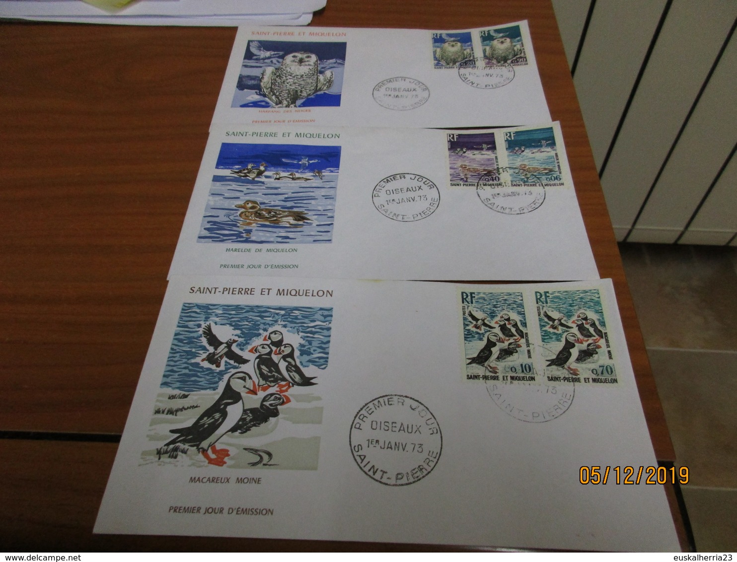 3 Enveloppes 1er Jour Saint-Pierre Et Miquelon Oiseaux 1973 - Gebraucht