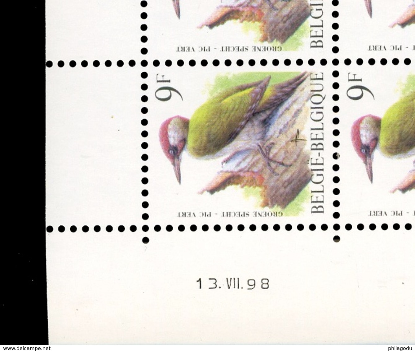 9F. Pic Vert. Spech Woodpecker.  2778 Feuille Entière.gomme Blanche - 1985-.. Birds (Buzin)
